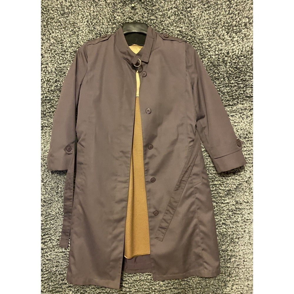 Vintage Misty Harbor Trench Coat Womens 8P Purple Belted Made in USA Union Made